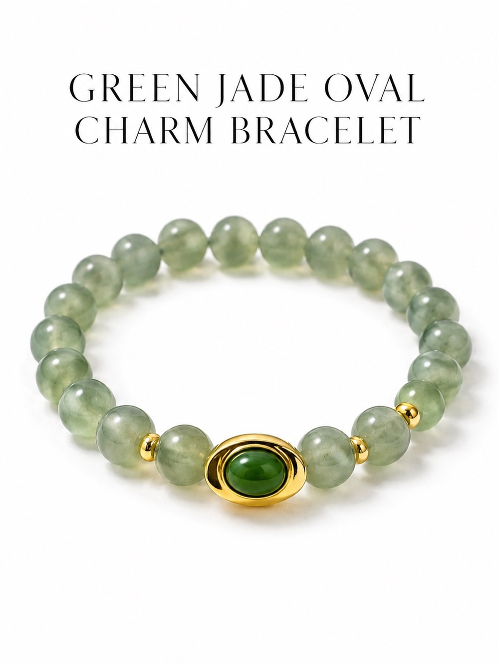 Green Jade Oval Charm Bracelet by